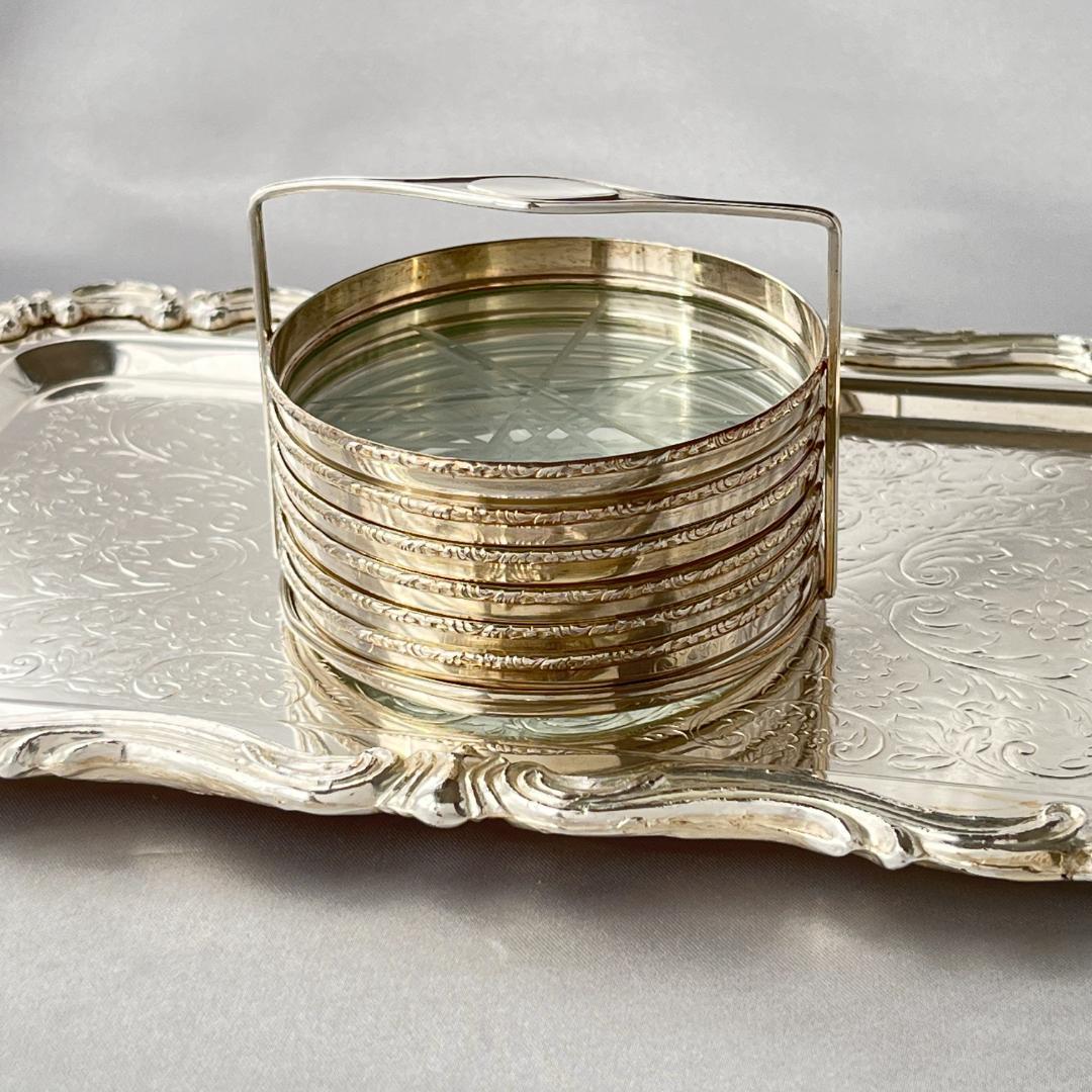 【Lunt】【純銀 / ガラス】ワイングラスコースター 6枚 スターリング