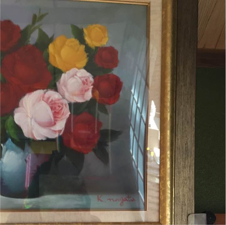 アンティーク 油絵 薔薇 K.nagataサイン入り