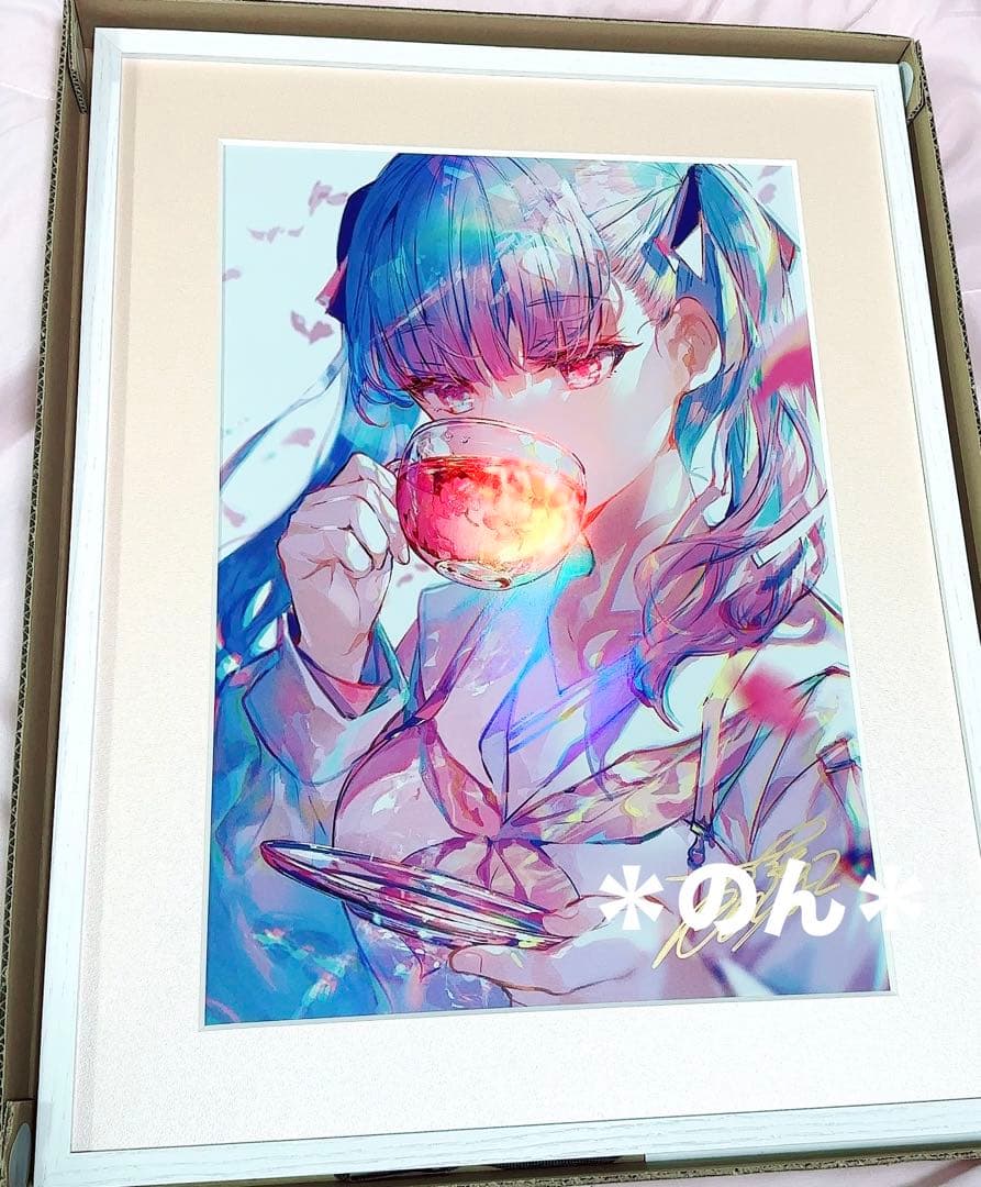 藤ちょこ 複製原画 直筆サイン入り 春の香りがする 藤色巡り オーロラアート