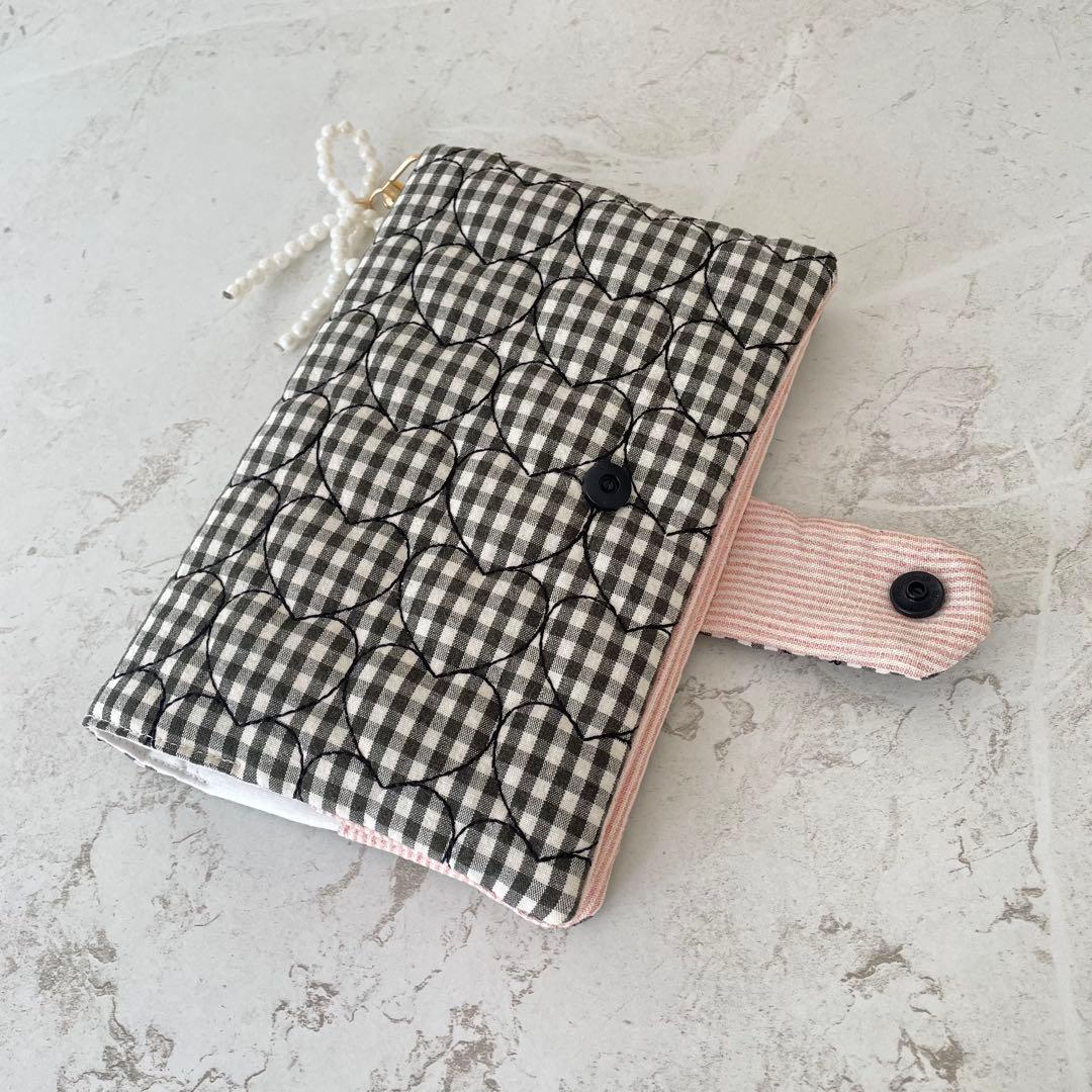 A6バインダー&バインダーカバーセット 韓国 ハートギンガムチェック