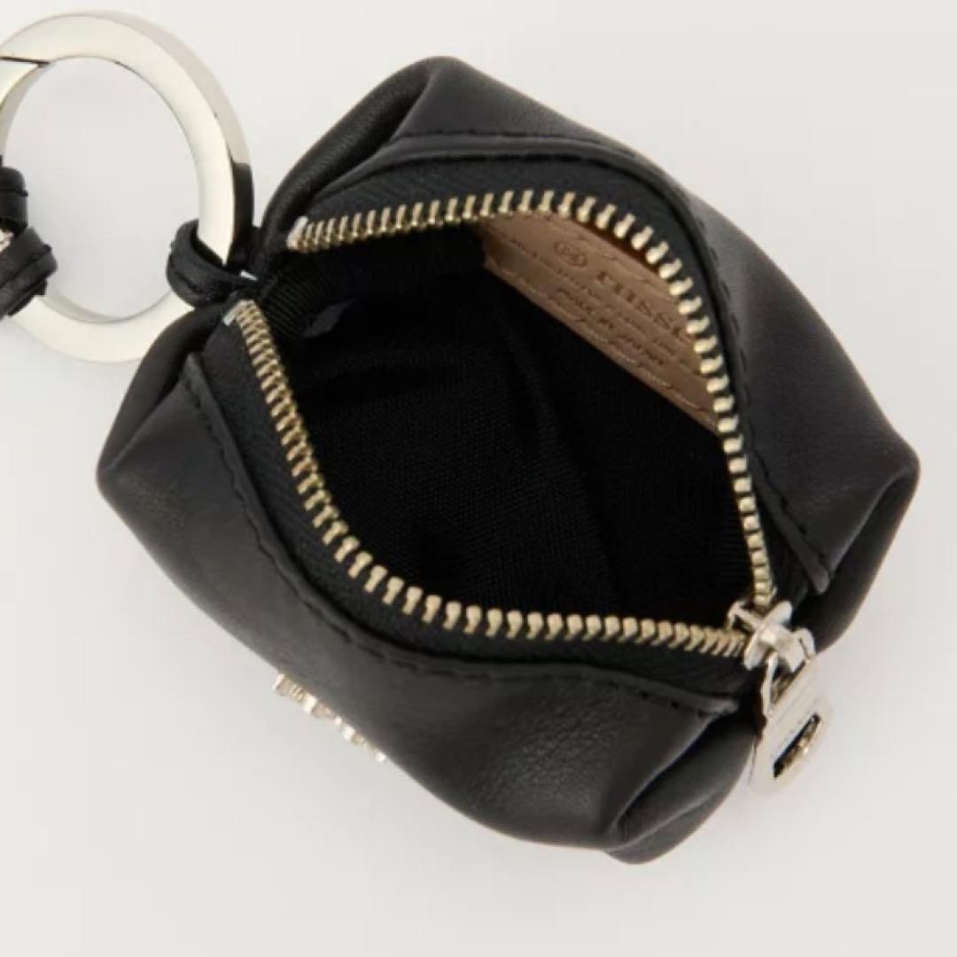 russet カラビナ付き レザーミニポーチ型チャーム