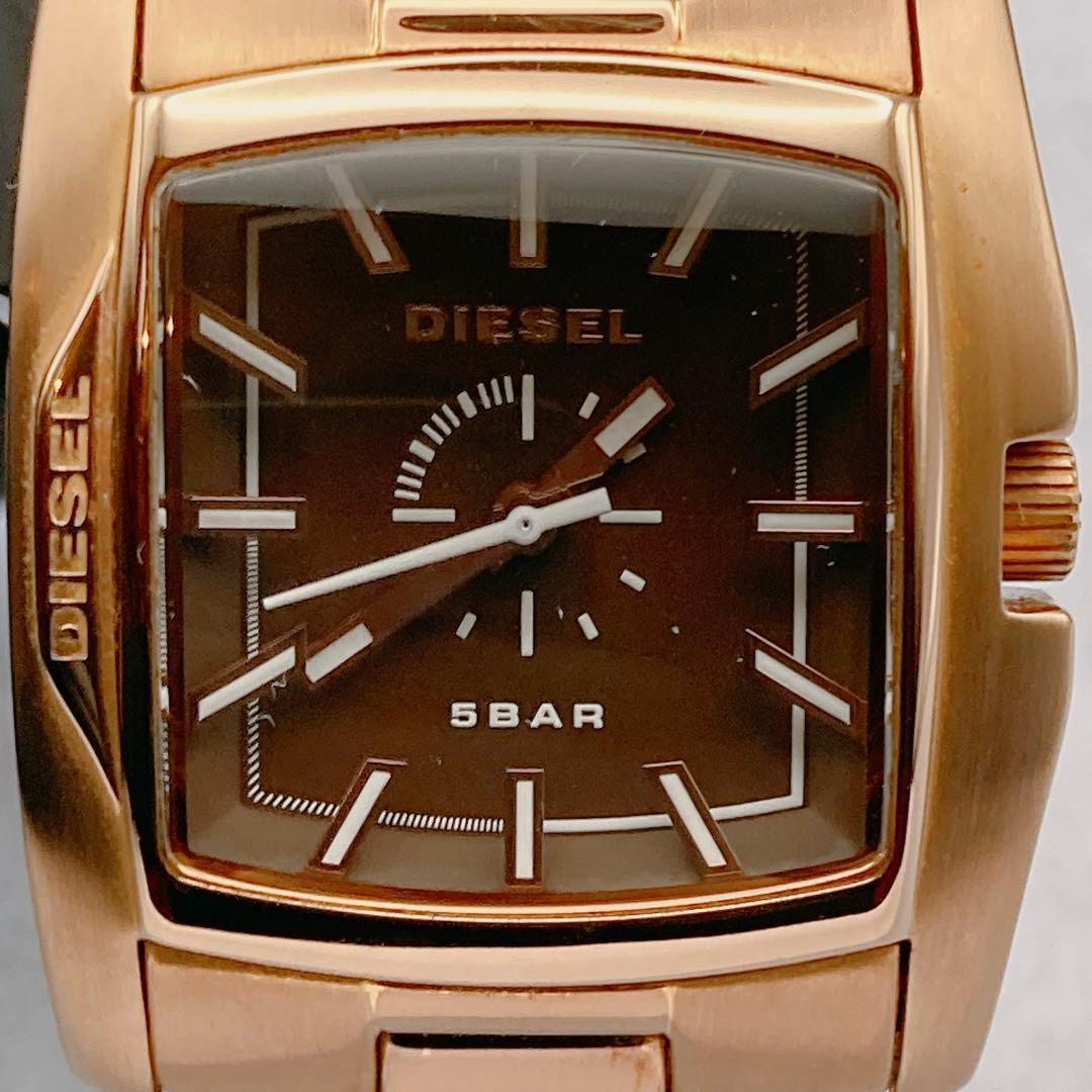 稼動品✨美品 DIESEL ディーゼル スクエア ブラウンボーイズ メンズ腕時計