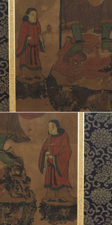 送料無料 江戸以前古い仏画 青面金剛