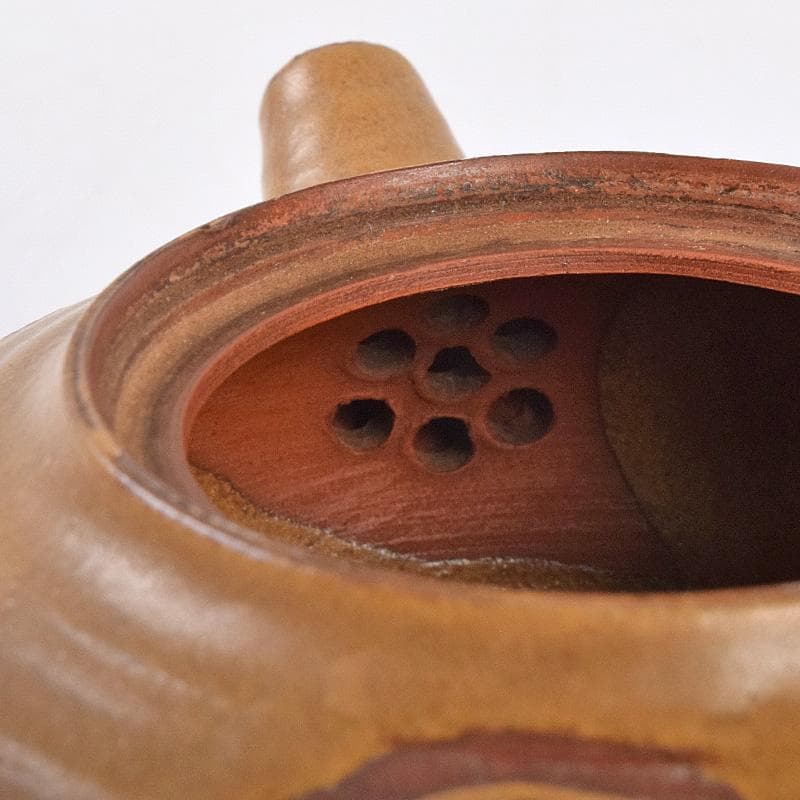 佐渡無名異焼　常山焼　三浦常山造　茶葉釉椿画　茶器揃　共箱　M　R9003