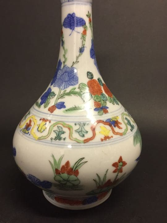 花瓶 青花五彩長頸瓶  20世紀中期中國景德鎮傑作