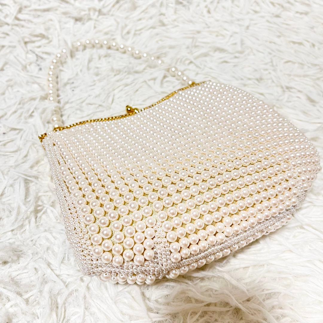 ✨極美品✨ Lumyはしもと 皇室御用達　パールバッグ ゴール金具　検査証付