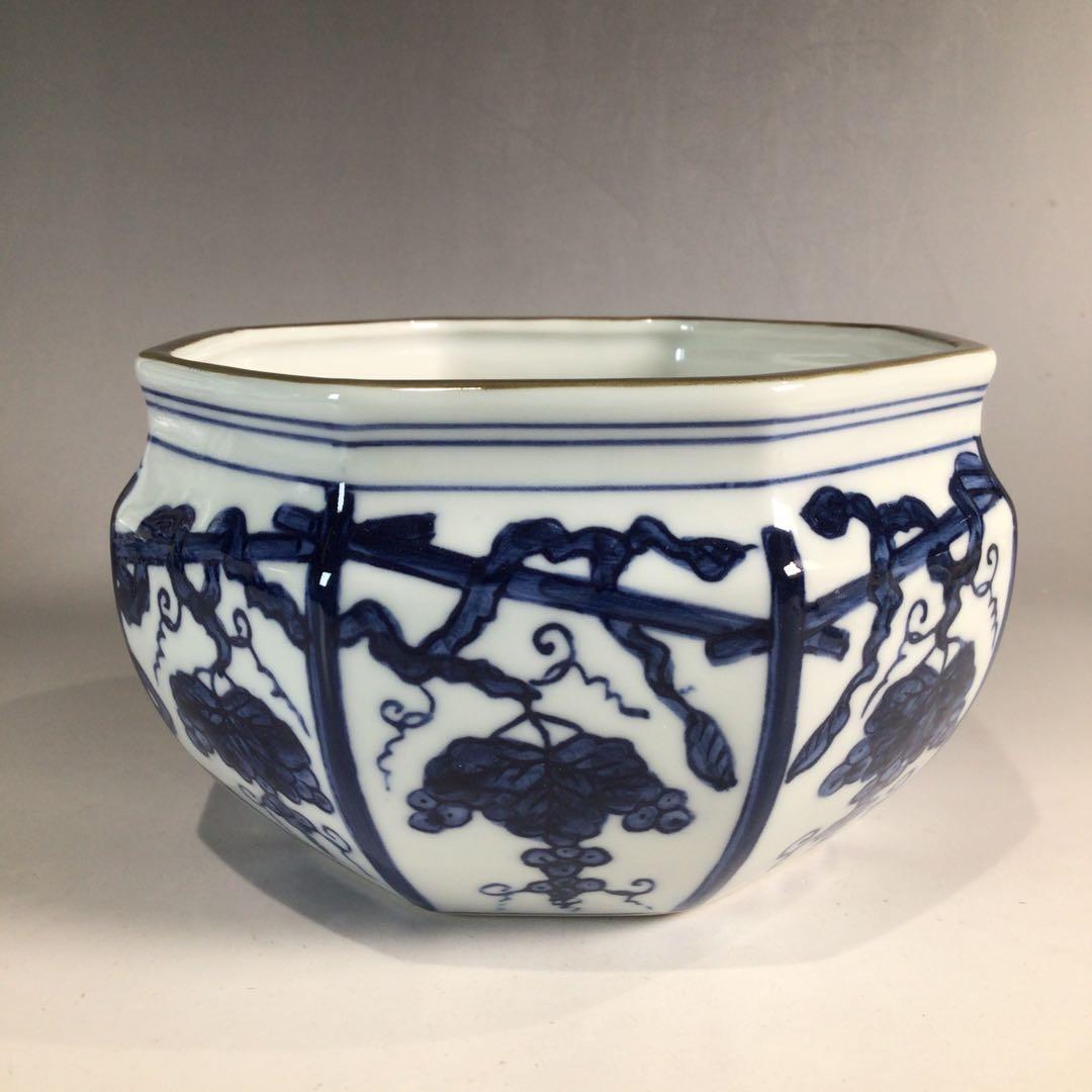 P291 皆具 『平安 鈴木康月造』『染付』『ぶどう棚皆具』 共箱