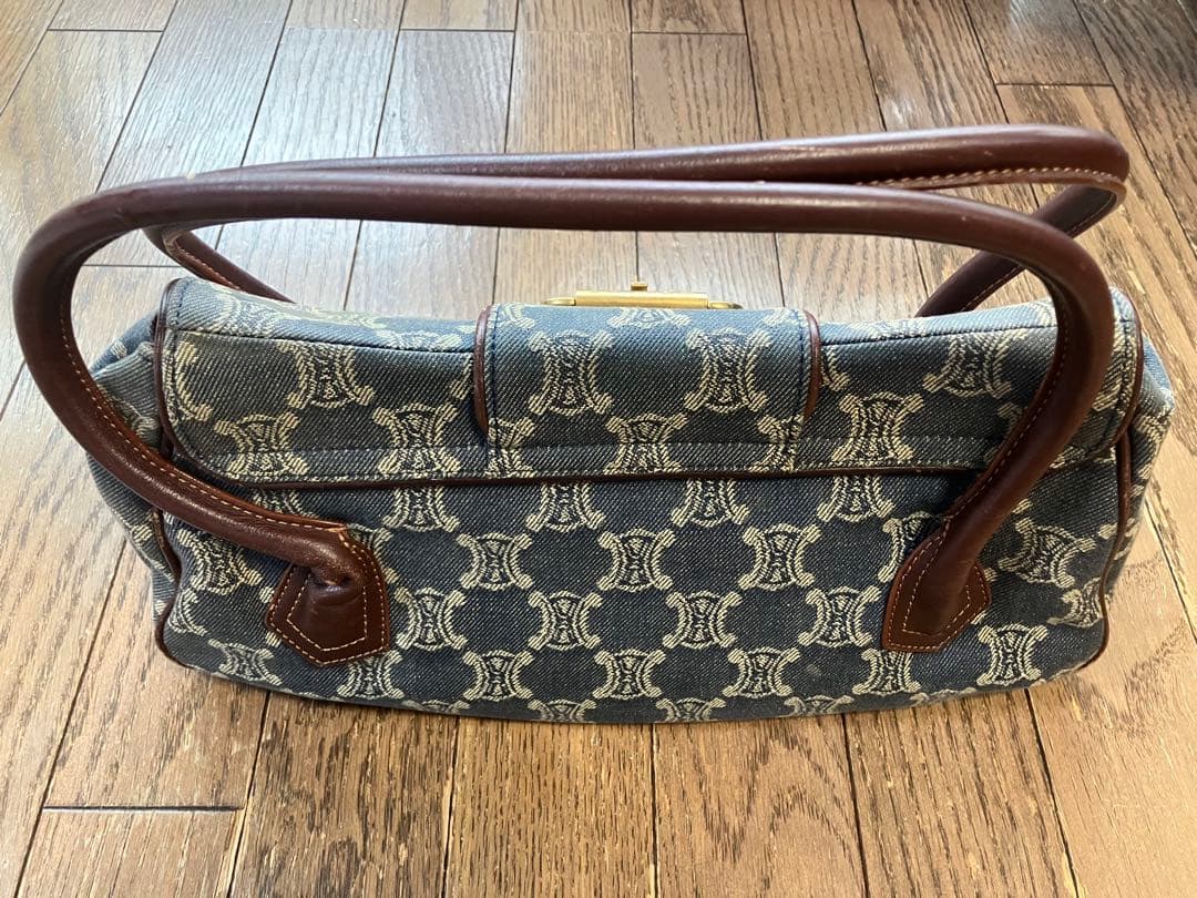 稀少 ヴィンテージ CELINEパリマカダムデニムハンドバッグ キャンバスレザー