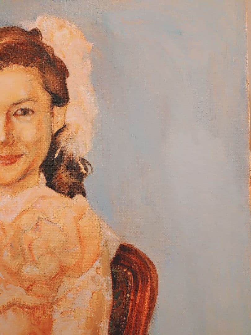 真珠夫人　肖像画　横山めぐみ　油絵　肉筆