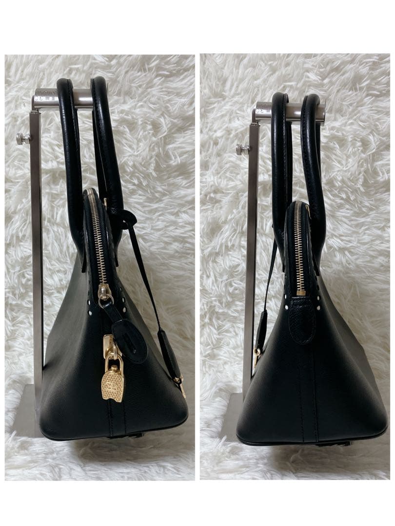 極美品 エットーレ ブガッティ ハンドバッグ ブラック レザー イタリア製