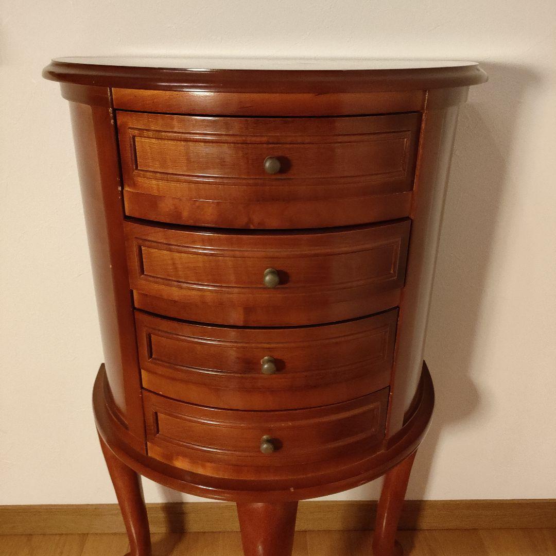 アンティーク調 木製 猫脚 ジュエリーチェスト 4段 猫足 3本足