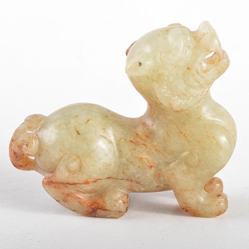 ⭐️完成品⭐️ 中国 玉石白玉彫刻 神獣 紙鎮 置物 C R5400 【1016556386】