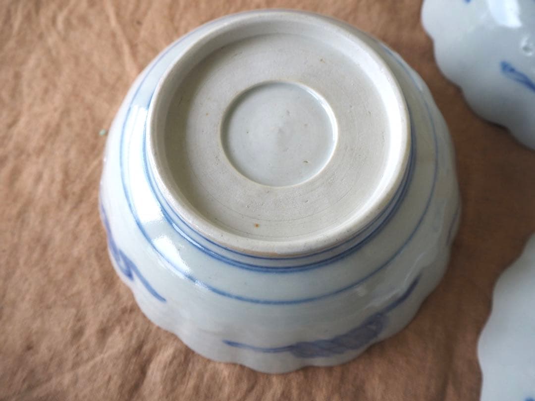 ぴんちゃん 時代伊万里 色絵印判金彩 3羽の鳥 花生垣文 大なます皿 3客