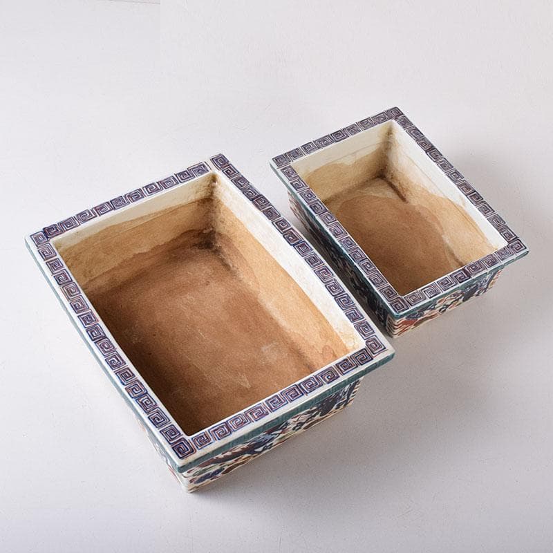 中国 大明萬歴年製 五彩 雲龍文 植木鉢 盆栽鉢 大小2点 M