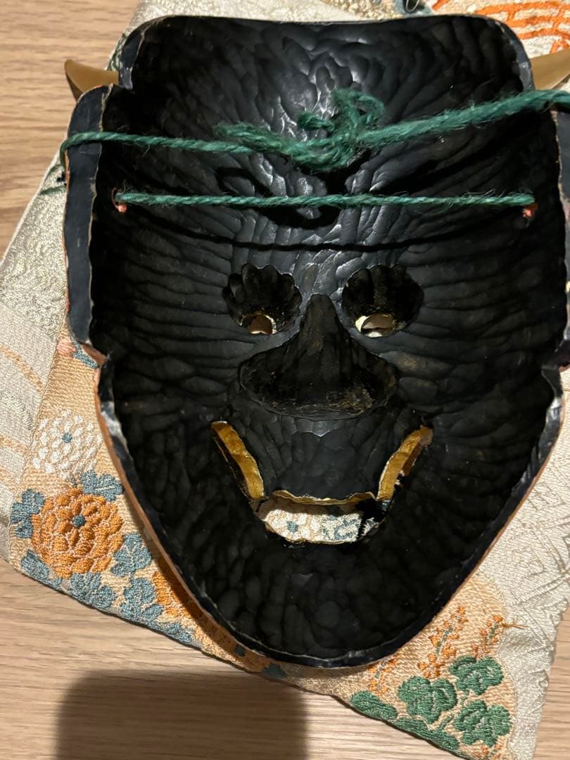 木彫り木製 ホビー・楽器・アート 能面 木製 収納袋付き 手彫り 鬼 般若