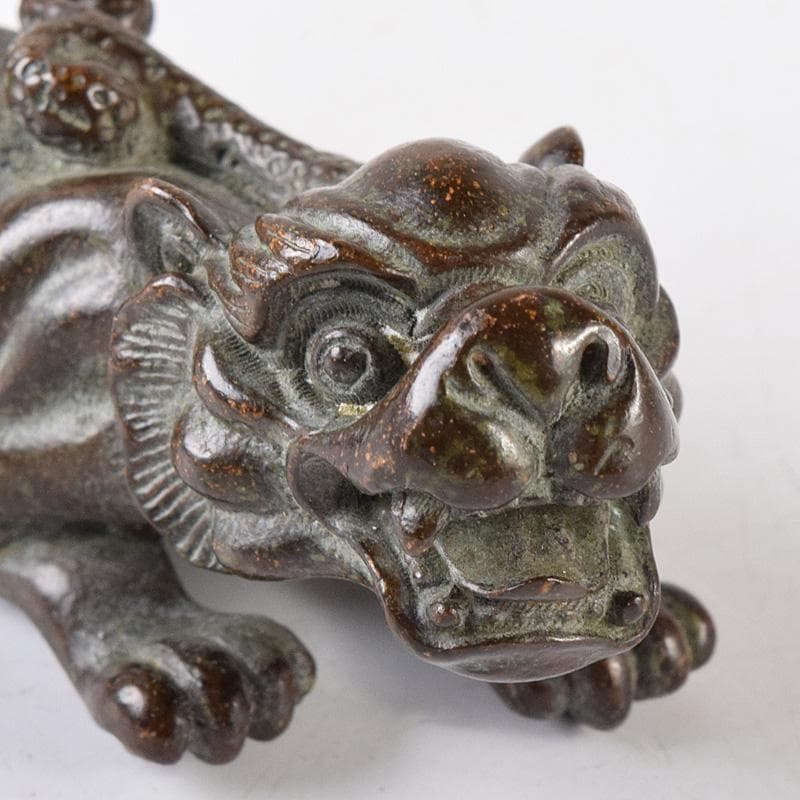 中国　古銅宣徳銅　獅子　神獣　紙鎮　置物　C　7464
