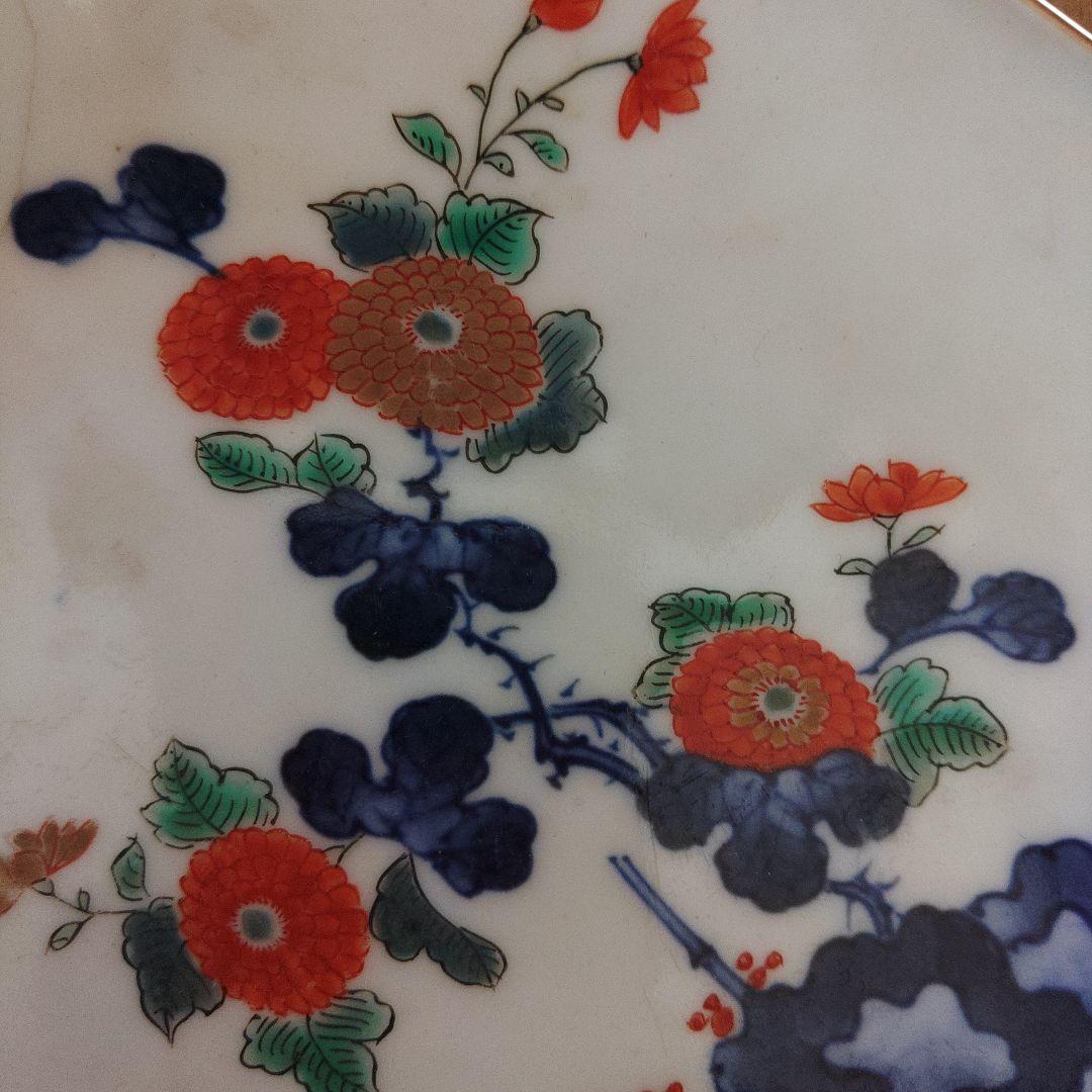 有田焼 柿右衛門 菊花染付絵皿 木箱付