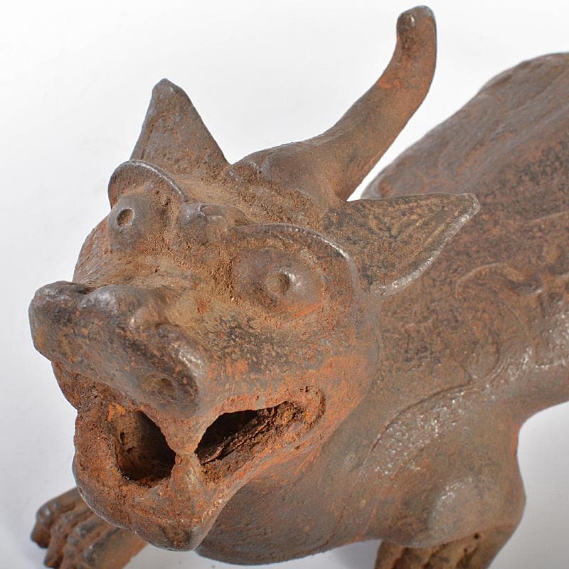 中国　古鉄　神獣　置物　M　R6845