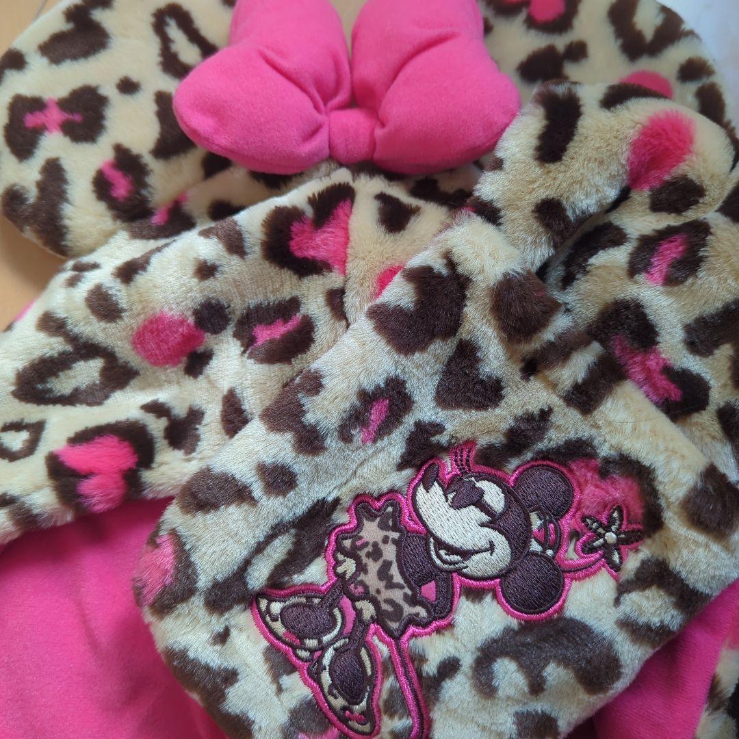 ミニー マフラーキャップ ヒョウ柄