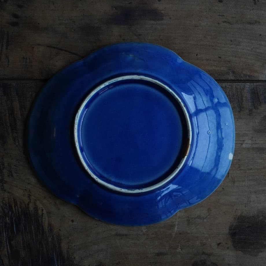 古伊万里瑠璃釉皿 本金継ぎ / 江戸時代後期