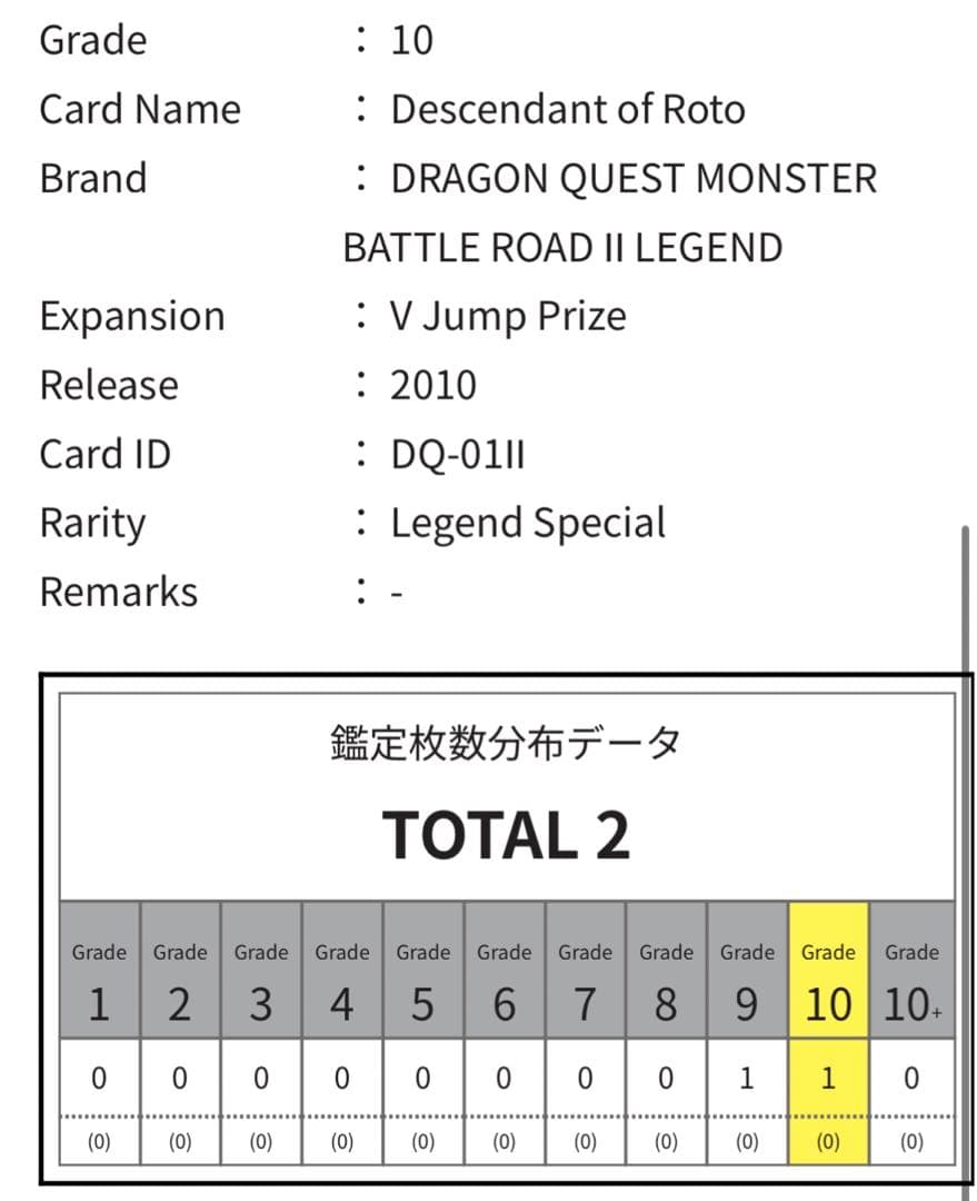 ロトの血を引く者　vジャンプ懸賞　プロモ　ars10 ドラゴンクエスト