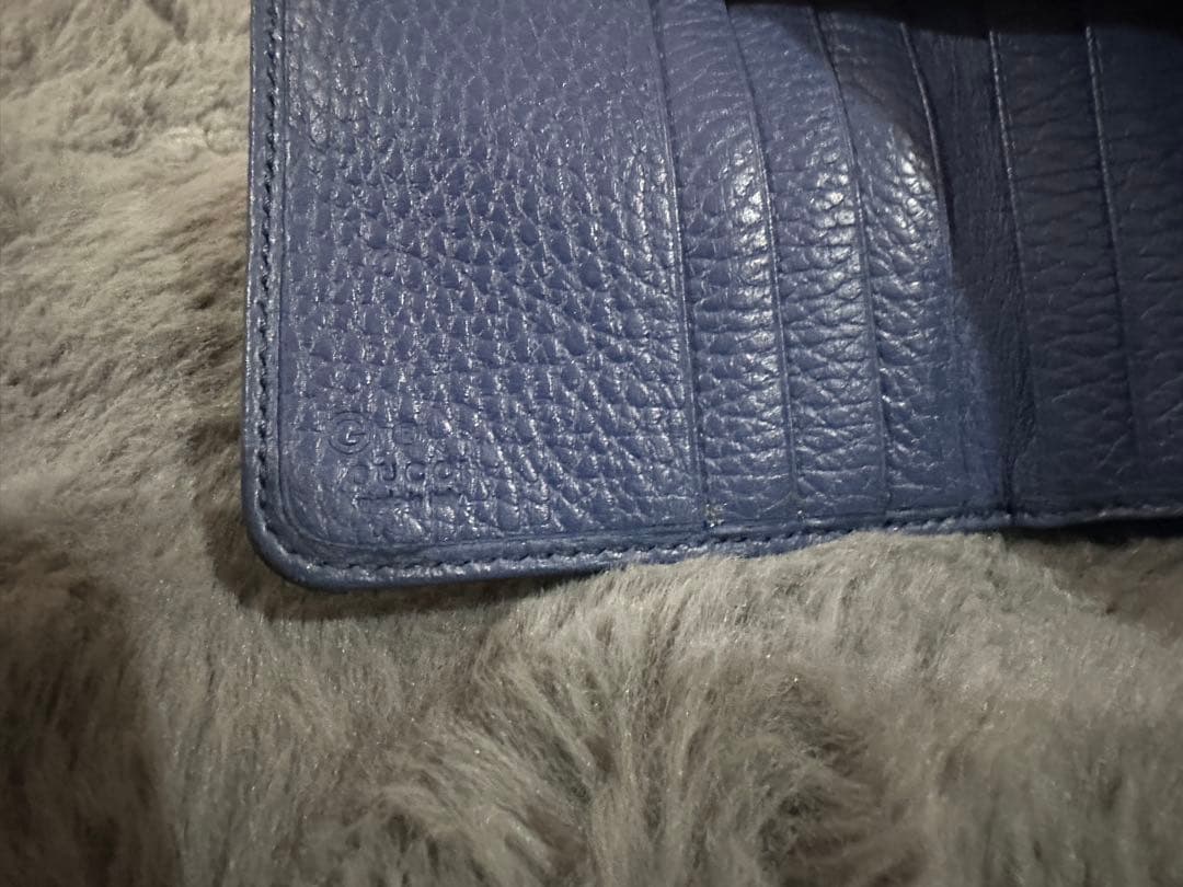 GUCCIGGエンブレム ミニウォレットブルー