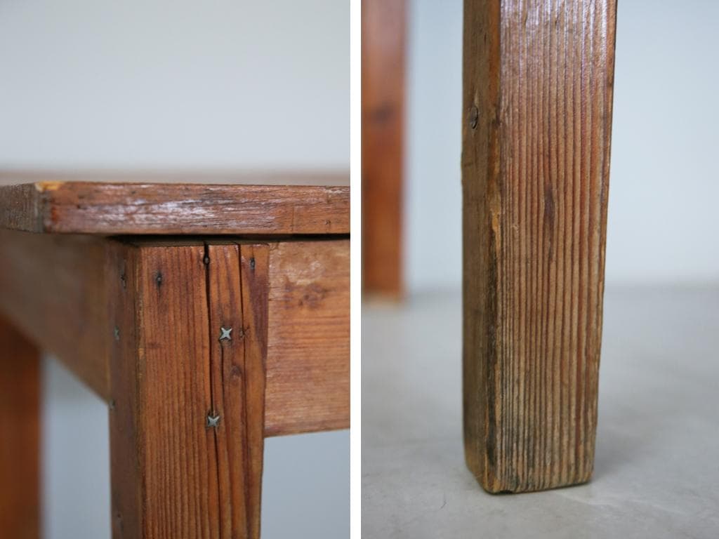 フランスアンティーク古木ダイニングテーブル/木製机/作業台/デスク(68-73)