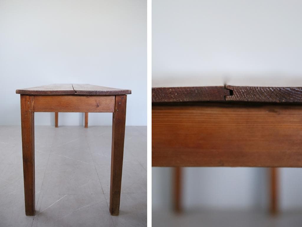 フランスアンティーク古木ダイニングテーブル/木製机/作業台/デスク(68-73)