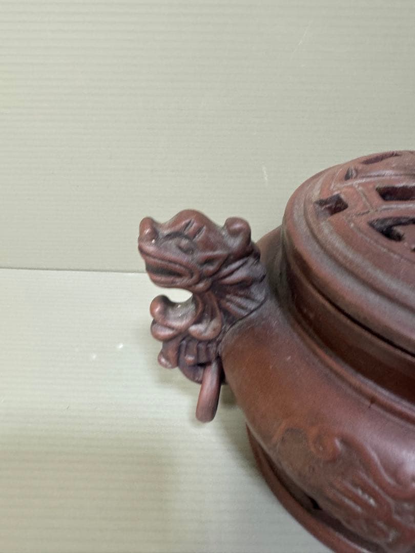 2276 中国骨董 大清乾隆年製銘 獅子 香炉 時代物