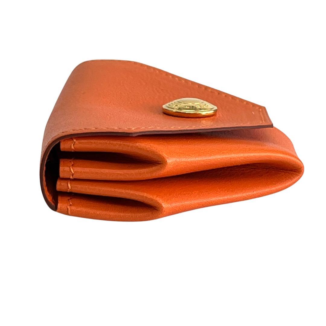 未使用級 HERMES ケース ルヴァンキャトル オレンジ ゴールド金具