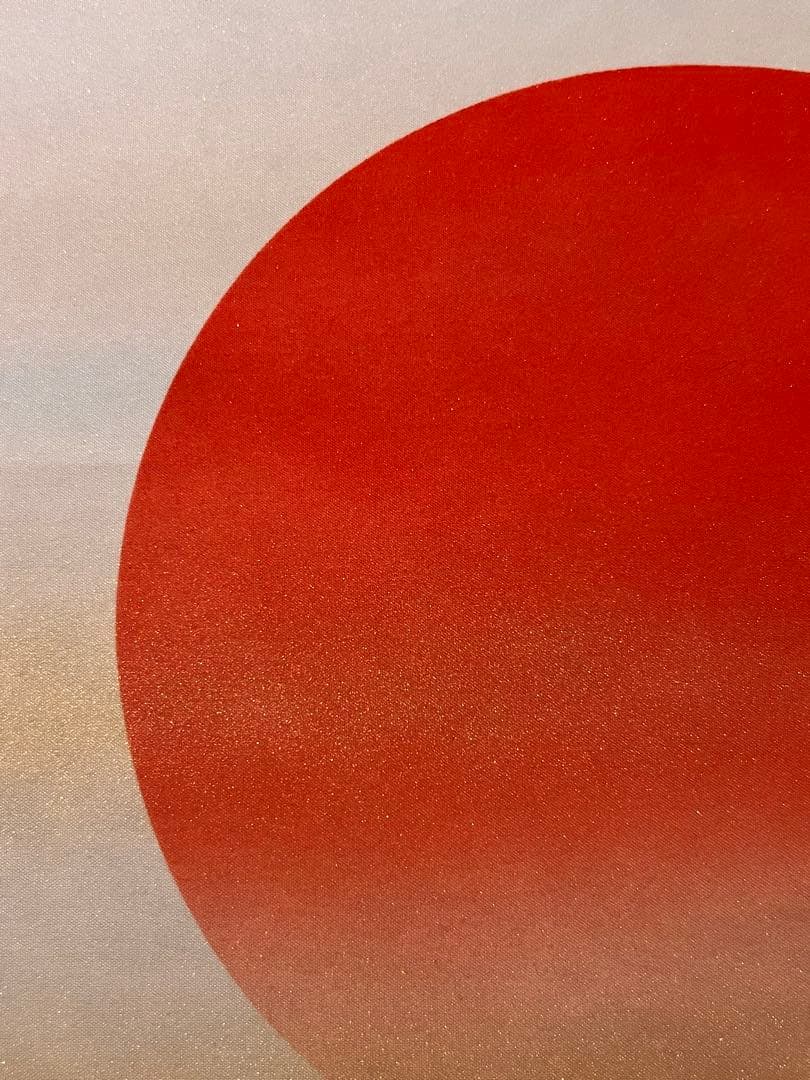 紅陽『日出』 肉筆 共箱 縁起物 日本画 掛け軸 掛軸 旭 旭日波 茶掛 骨董