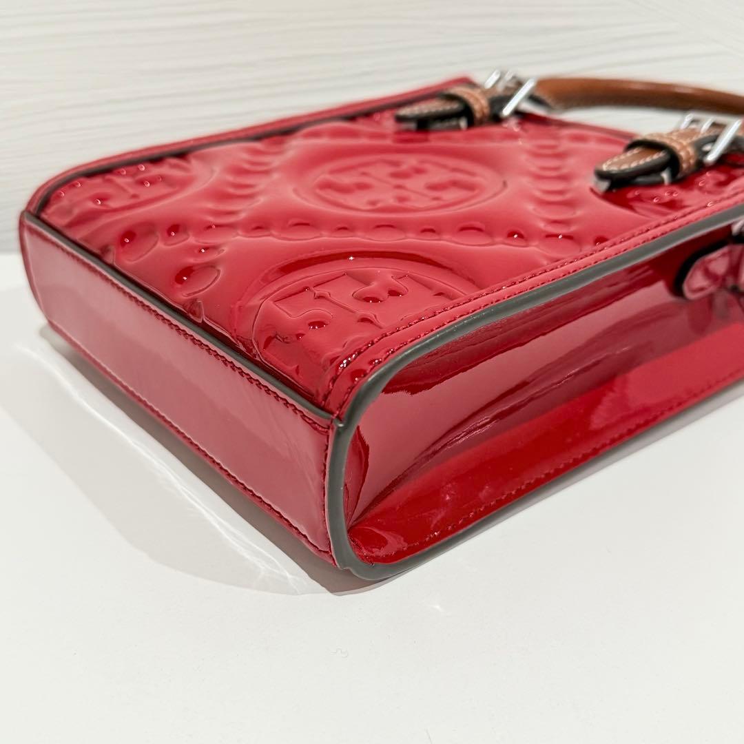 極美品 トリーバーチ レザー ミニトート バッグ 2way レッド系