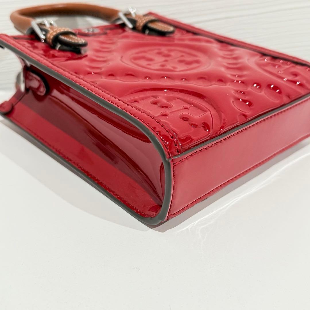 極美品 トリーバーチ レザー ミニトート バッグ 2way レッド系