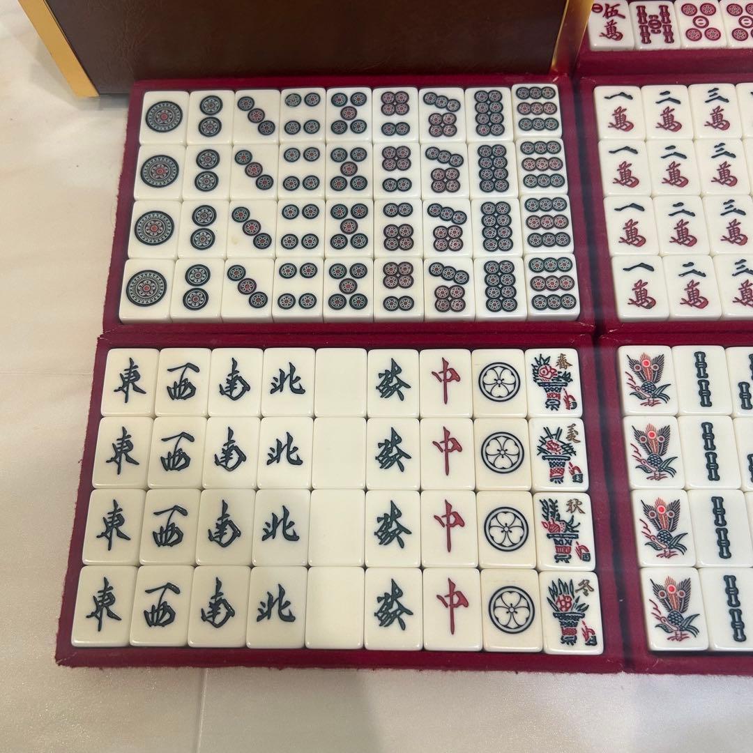 日本麻雀協会認定 麻雀牌 木箱入り レトロ ビンテージ ヒビあり