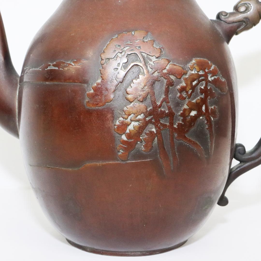 昌晴正 銅波龍彫刻水注