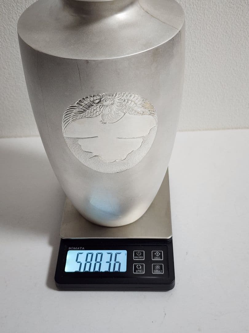 純銀 秋田 森製 花瓶 贈り銘 小樽市功労者表彰紀念 約588.36g