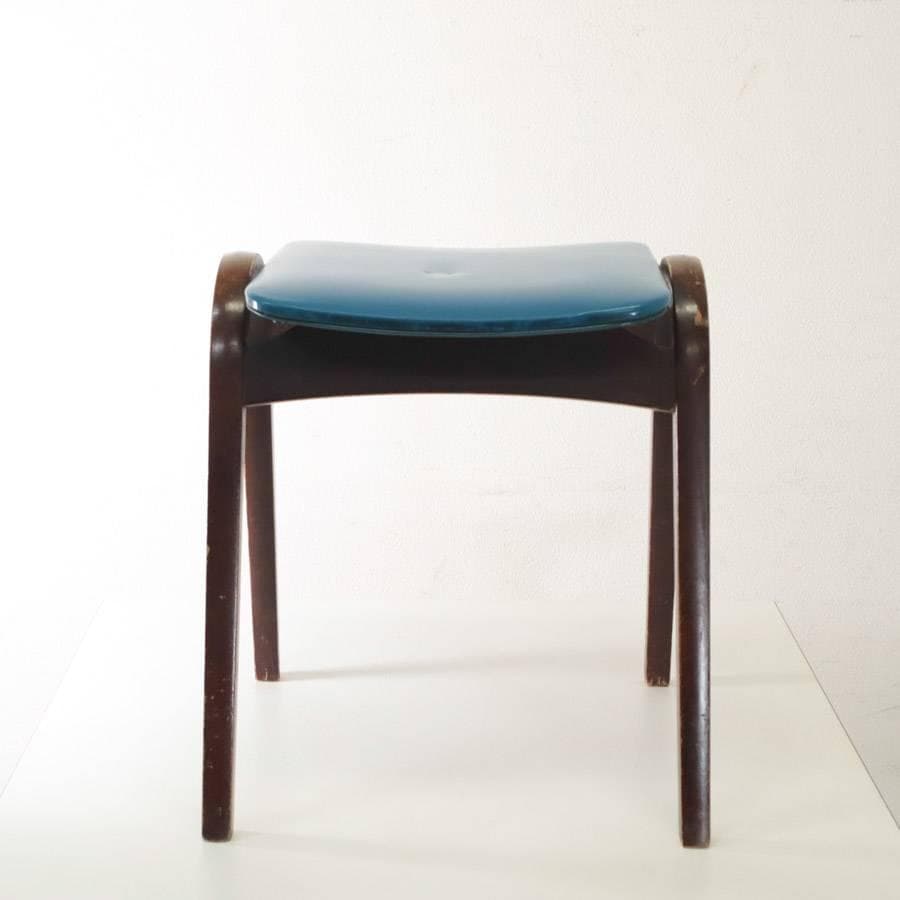 値下秋田木工 剣持勇 スタッキングスツール No.202 ブルー PVC 04