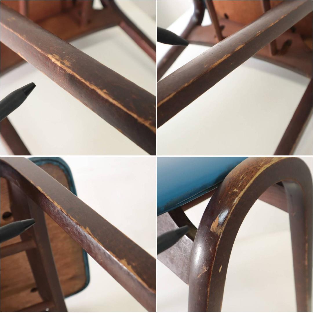 値下秋田木工 剣持勇 スタッキングスツール No.202 ブルー PVC 04