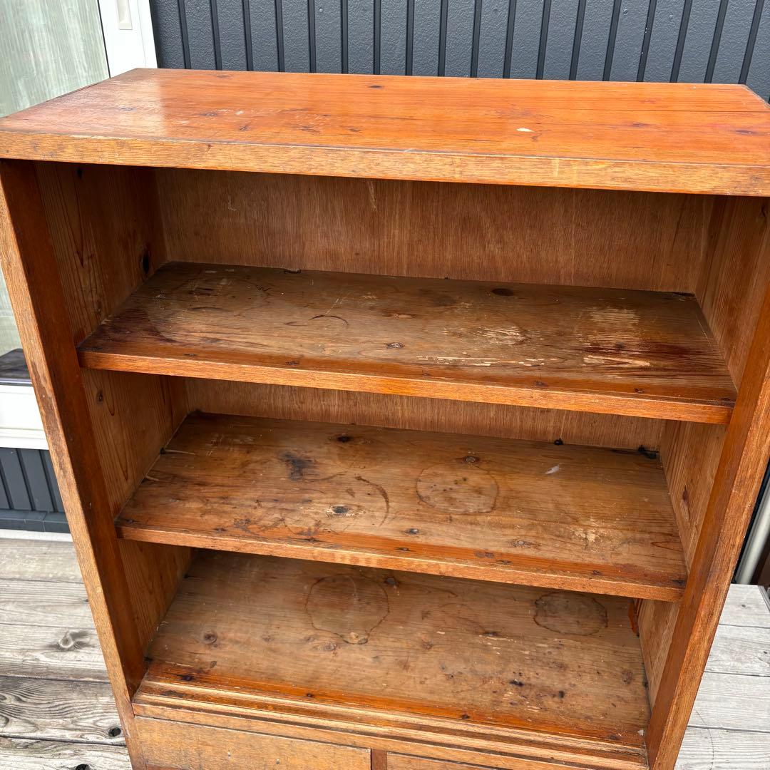 昭和レトロ 古家具 モザイクガラス戸 木製キャビネット 食器棚 サイド