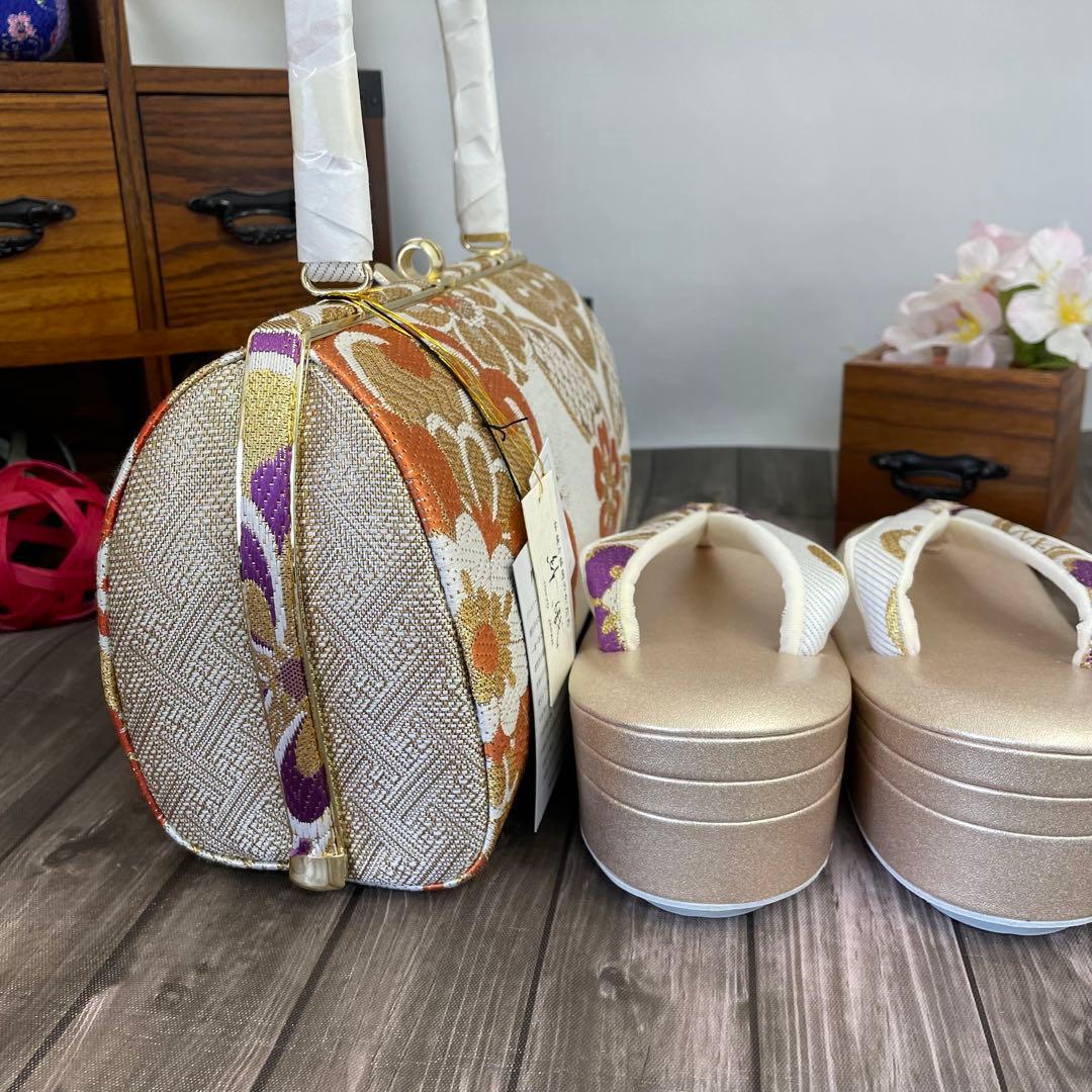 ☆1050✨振袖や訪問着などに✨有名ブランド 西陣織 草履バッグ 箱入り　L