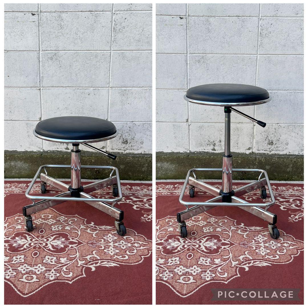 古家具ビンテージ品◾️ITOKI 足掛け付き×ガス圧昇降 ワークチェア スツール