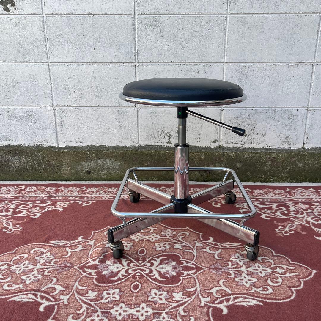 古家具ビンテージ品◾️ITOKI 足掛け付き×ガス圧昇降 ワークチェア スツール