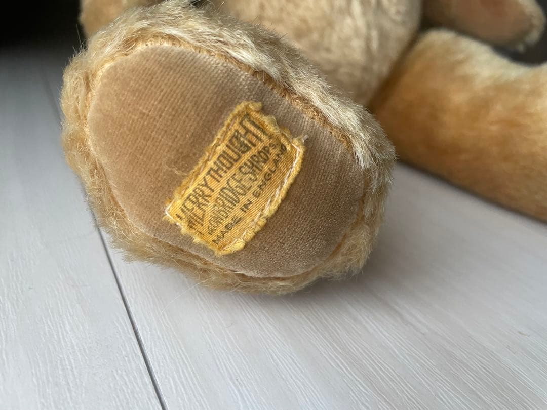 英国製MERRYTHOUGHTメリーソートヴィンテージ テディベアぬいぐるみ赤目