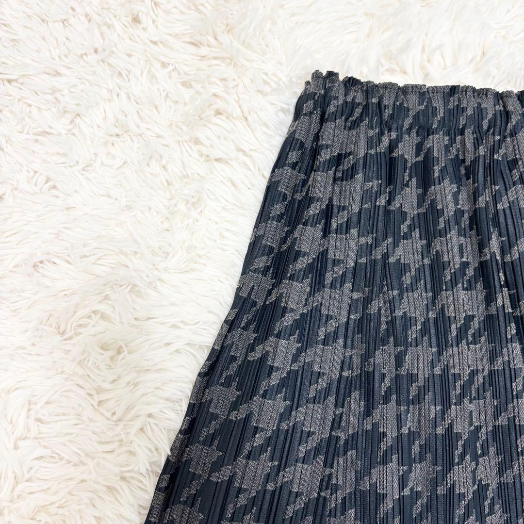 美品 プリーツプリーズ 千鳥格子 プリーツスカート グレー サイズ3