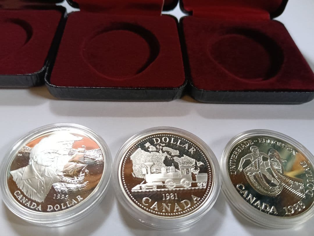 ブリリアント・サーキュレット仕上げ・カナダ歴史記念銀貨3セット