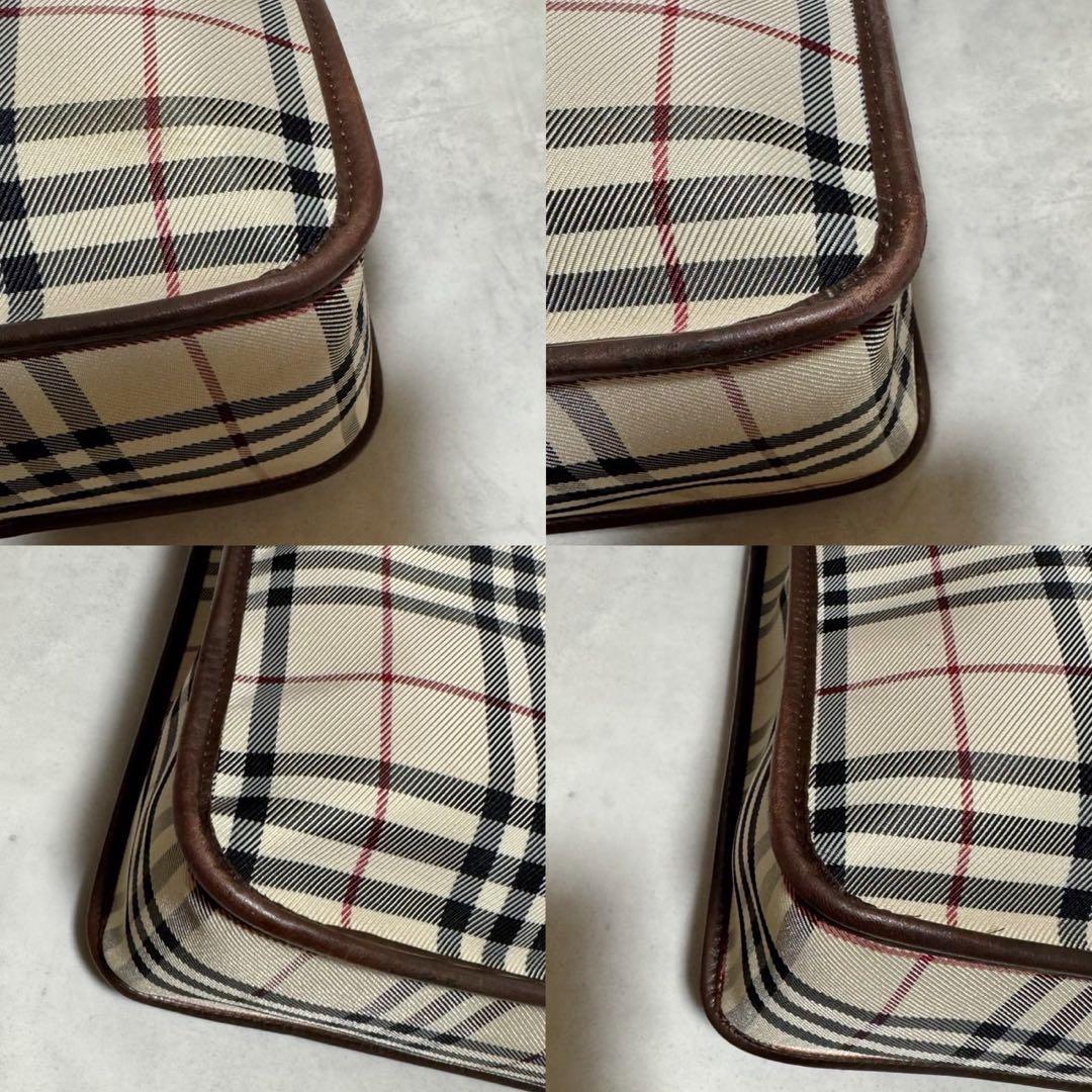 バーバリー　ビジネスバック　ノバチェック　ブラウン　ロゴプレート　A4◎