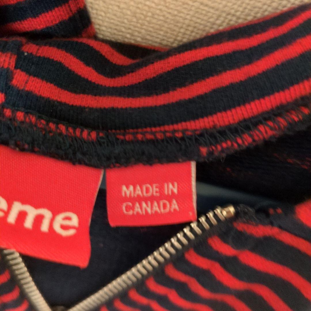 supreme 赤黒ストライプ フルジップパーカー