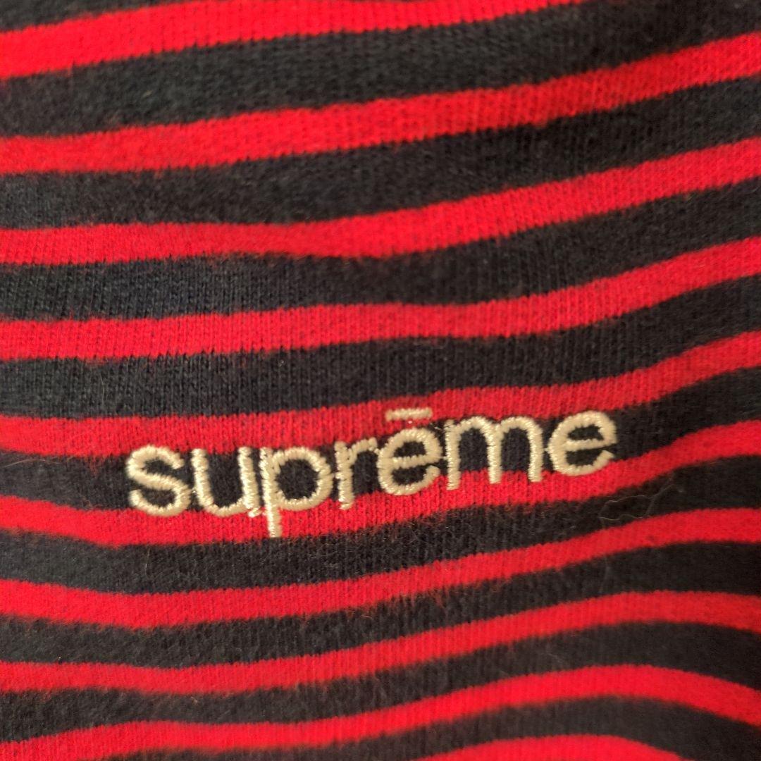 supreme 赤黒ストライプ フルジップパーカー