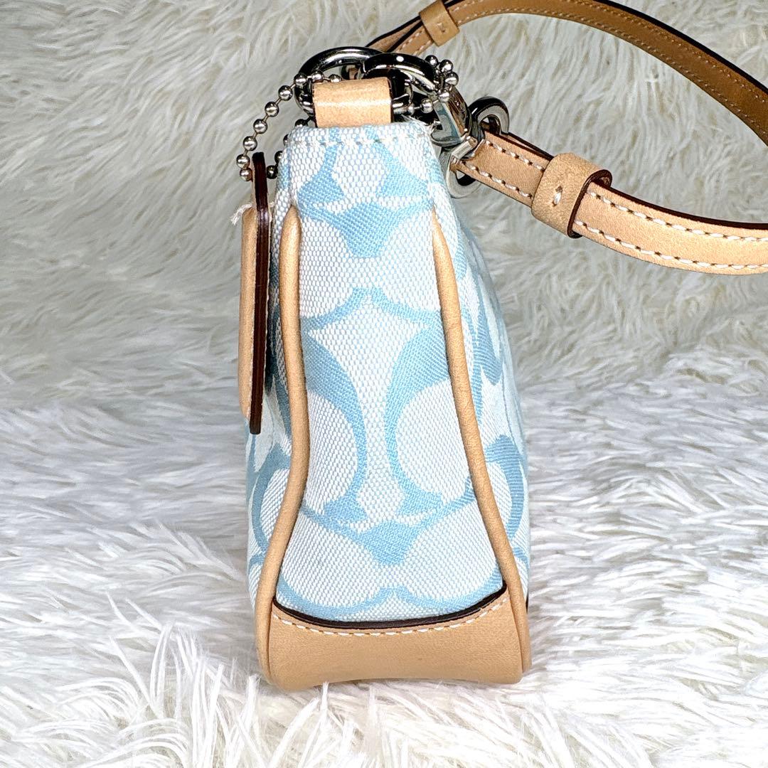 美品✨希少カラー COACH アクセサリーポーチ シグニチャー 水色 y2k