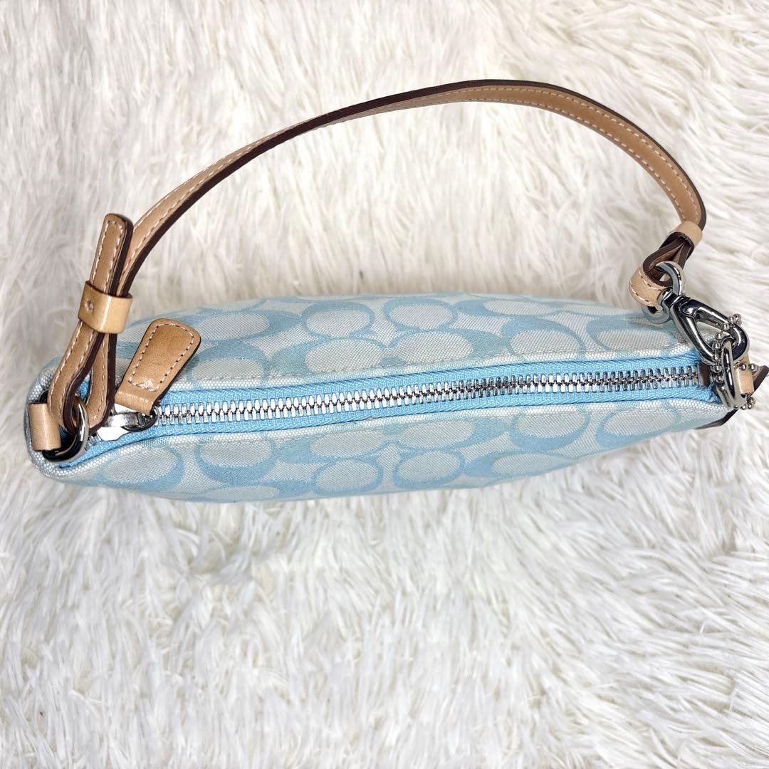 美品✨希少カラー COACH アクセサリーポーチ シグニチャー 水色 y2k